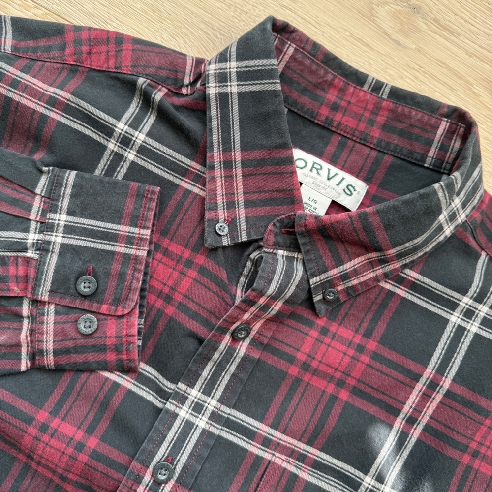 Orvis Mens Plaid Button Down Long Sleeve Classic Collection Shirt‎